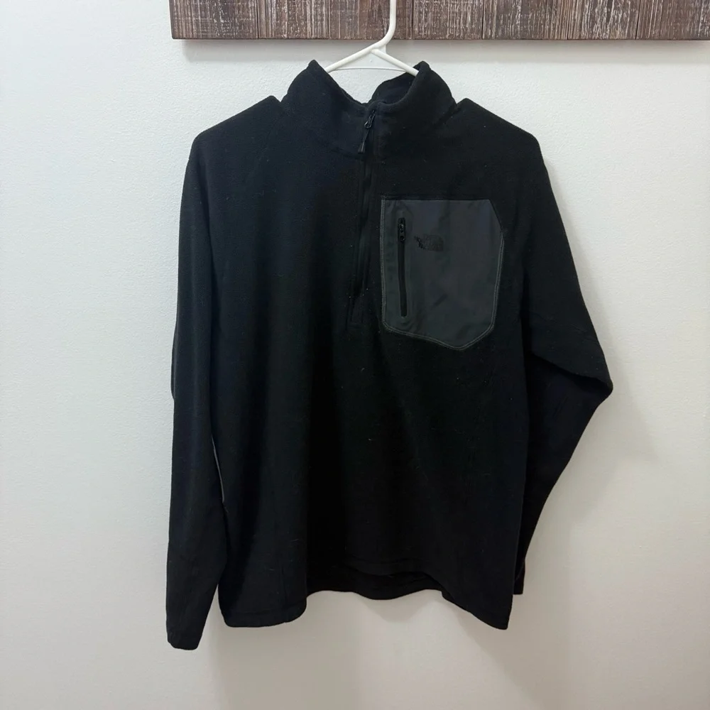 The North Face 1/4 Zip Fleece Pullover Jacket Men Size M Medium Black Sweatshirt